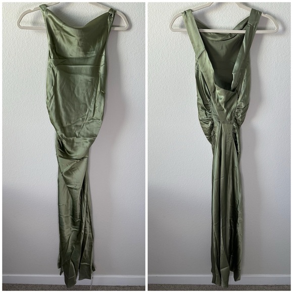NWT REFORMATION Casette Silk Midi Dress in Artichoke SZ US 12 - Picture 3 of 8